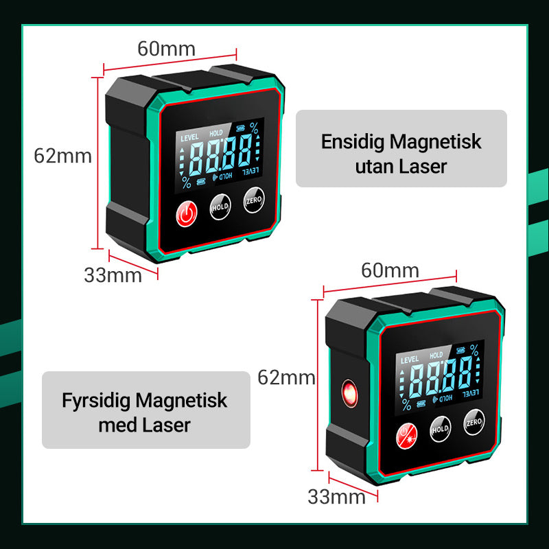 Vinklo™ | Magnetisk digital vinkelmätare med elektronisk lase