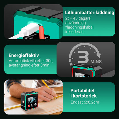 Vinklo™ | Magnetisk digital vinkelmätare med elektronisk lase